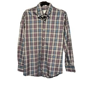 Peter Millar Crown Sport Button Down Shirt Multicolor Plaid Men's Size Small